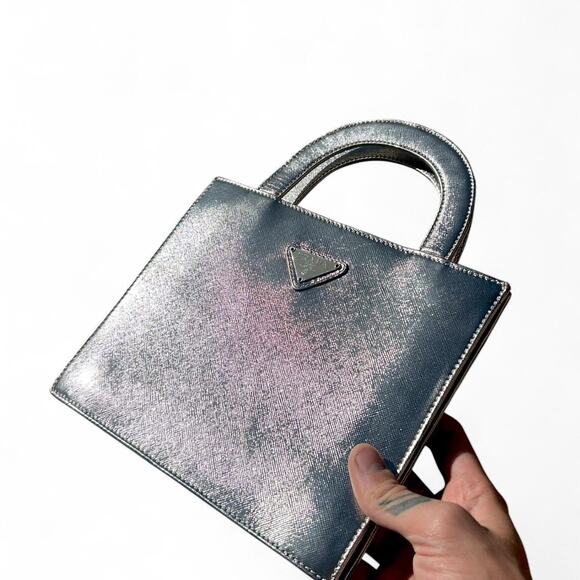 Vintage 90s Prada Metallic Silver Purse - Picture 4 of 8